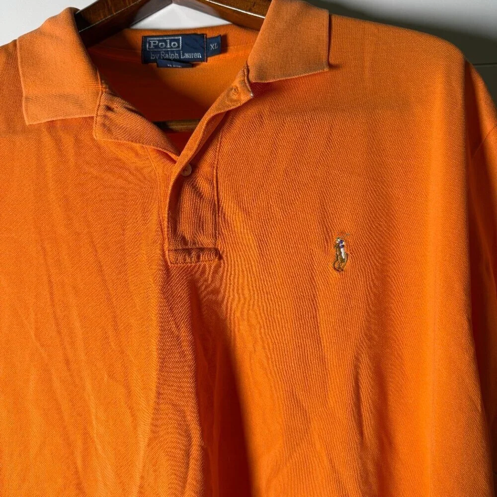 Polo by Ralph Lauren Short Sleeve Polo Shirt Flesh Colored Pony Sz XL Orange